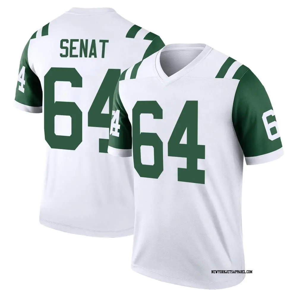 Legend White Youth Greg Senat New York Jets Classic Alternate Jersey