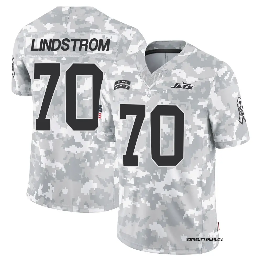 Limited Arctic Camo Men's Alec Lindstrom New York Jets 2024 Salute to Service Jersey