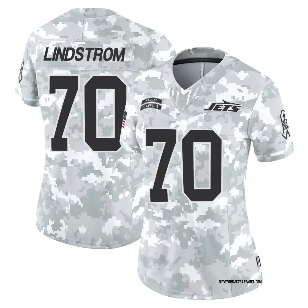 Limited Arctic Camo Women's Alec Lindstrom New York Jets 2024 Salute to Service Jersey