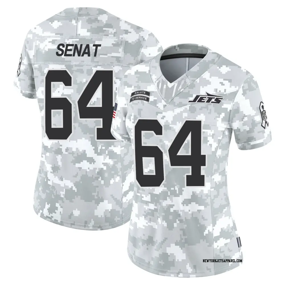 Limited Arctic Camo Women's Greg Senat New York Jets 2024 Salute to Service Jersey