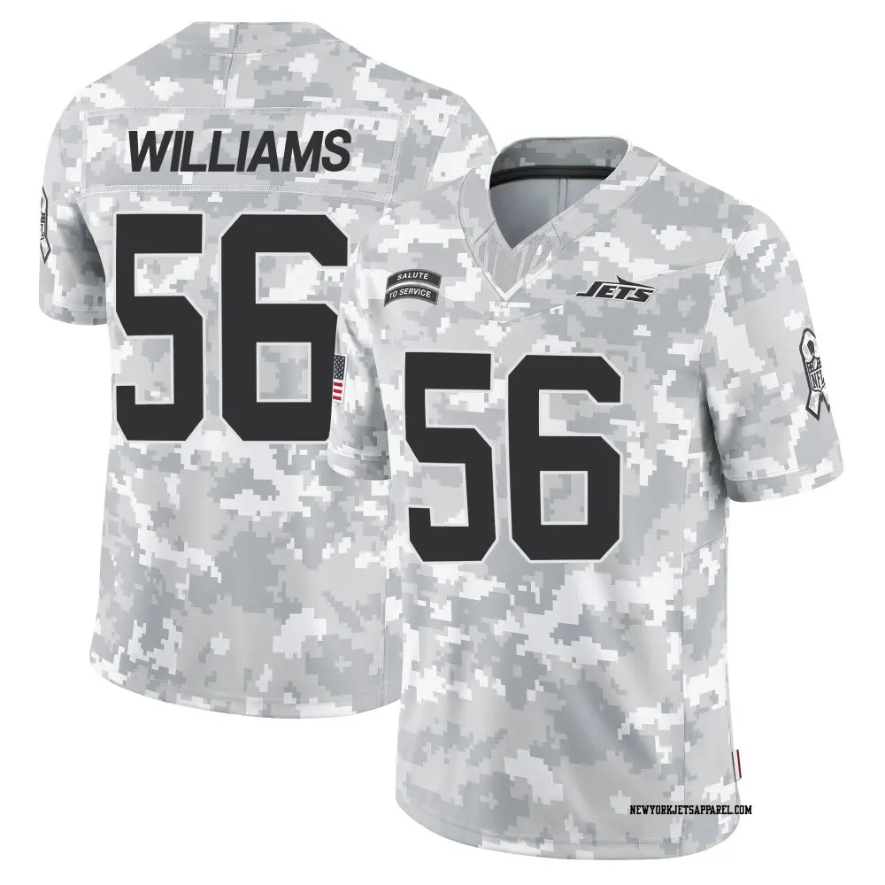 Limited Arctic Camo Youth Quincy Williams New York Jets 2024 Salute to Service Jersey