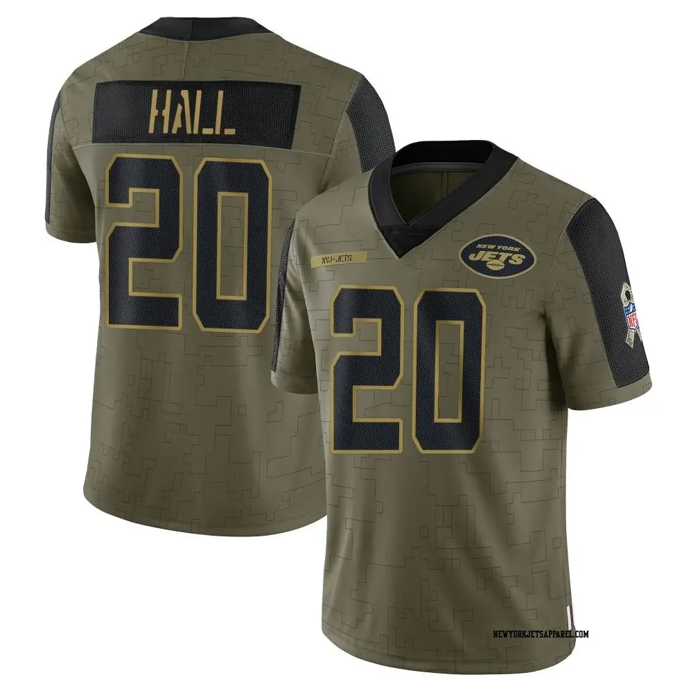 Limited Olive Men s Breece Hall New York Jets 2021 Salute To Service Jersey Jets Store